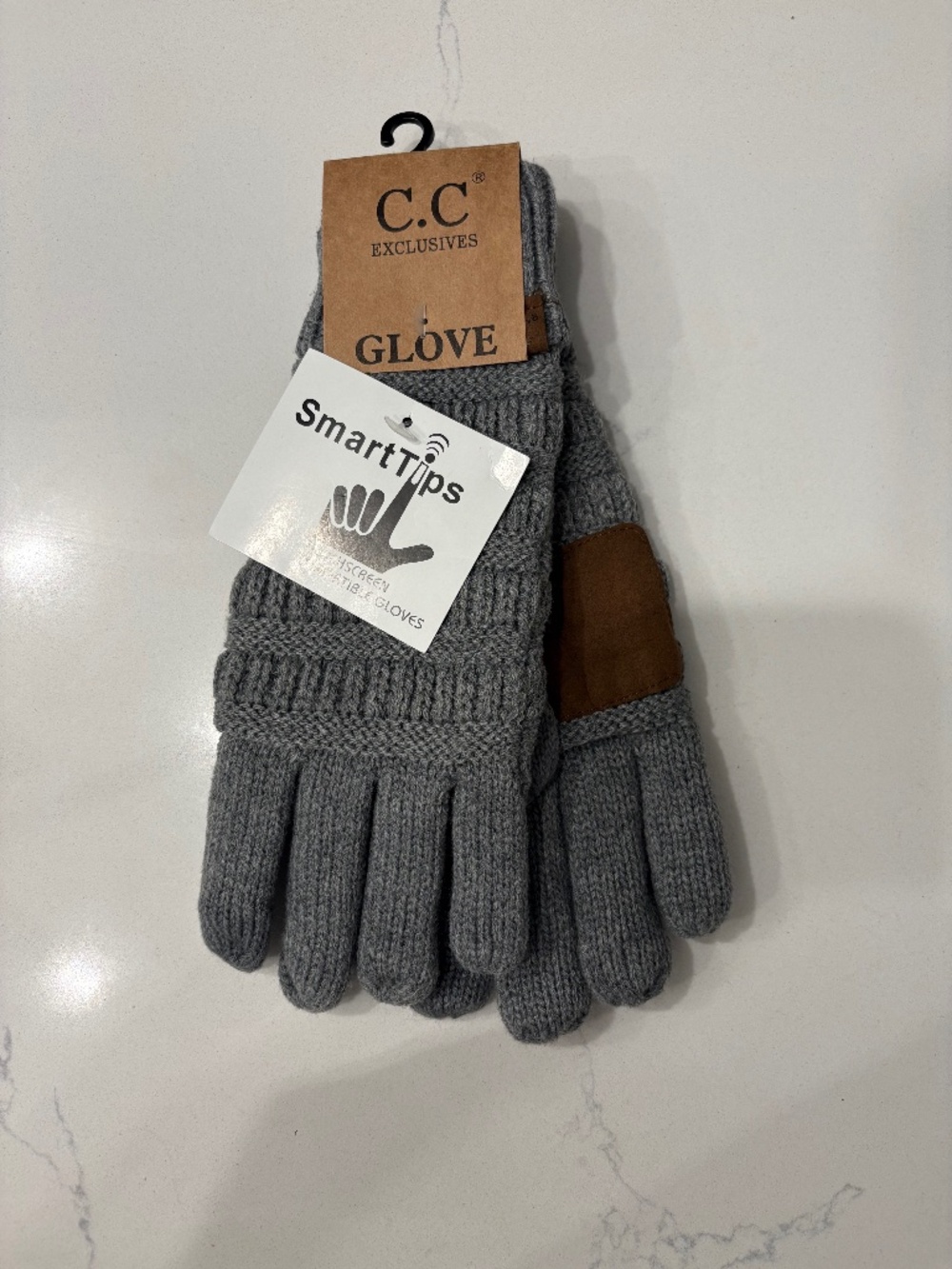 C.C Knitted Light Melange Grey Glove with Fleece Lining